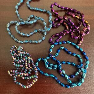 Lot of 315 beads - 4 Strands of Sparkling Metallic Jewelry Making Craft Beads